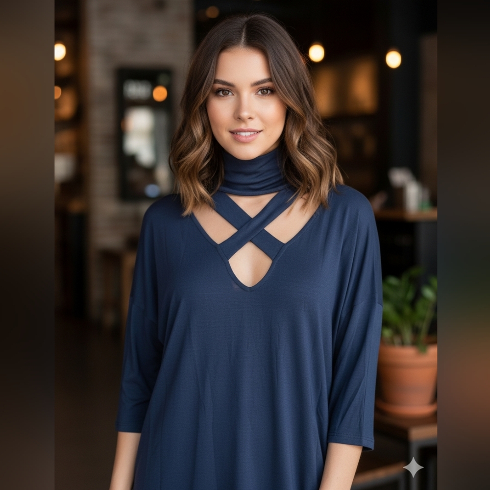 Express Deep Blue Top - Picture 5 of 5